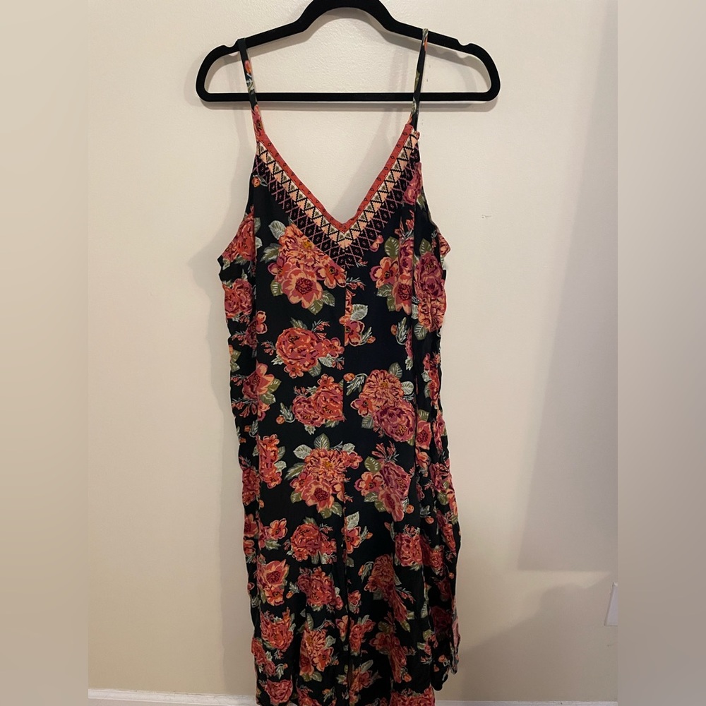 Wide leg floral jumpsuit